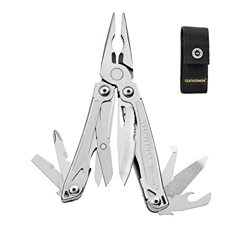 Leatherman Wingman - Multiherramienta de bricolaje hecha en EE.UU. con 14 herramientas, opción de bloqueo, alicates, destornilladores y un abrebotellas, en acero inoxidable con una funda de nylon