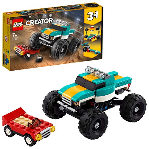 LEGO Creator - Monster Truck, 4x4 de Juguete, set 3 en 1, Construye un Dragster o un Coche, Juguete Recomendado a Partir de 7 Años (31101) , color/modelo surtido