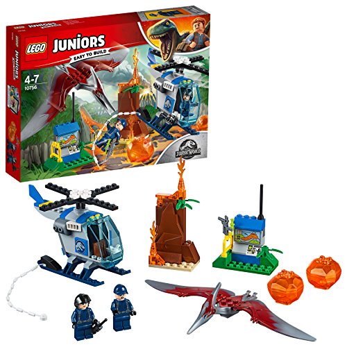 LEGO Juniors - Huida del Pteranodon, Set de Construcción de Juguete de Dinosaurio para Niños de 4 a 7 Años, Incluye Helicóptero y Minifiguras (10756)