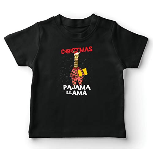 lepni.me Camiseta para Niño/Niña Llama, Vacaciones de Navidad, Trajes a Juego con la Familia (9-11 Years Negro Multicolor)