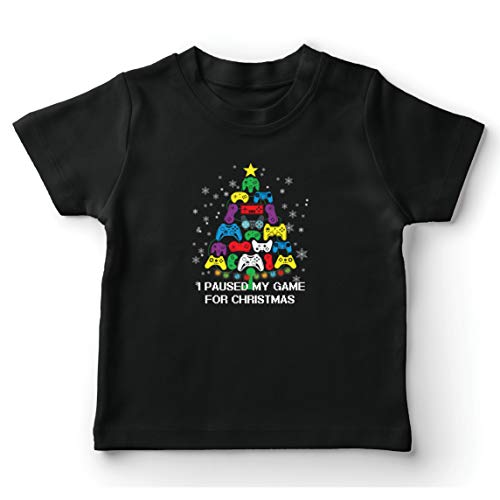 lepni.me Camiseta para Niño/Niña Pausé mi Juego para Navidad Equipo de Juego Divertido (9-11 Years Negro Multicolor)