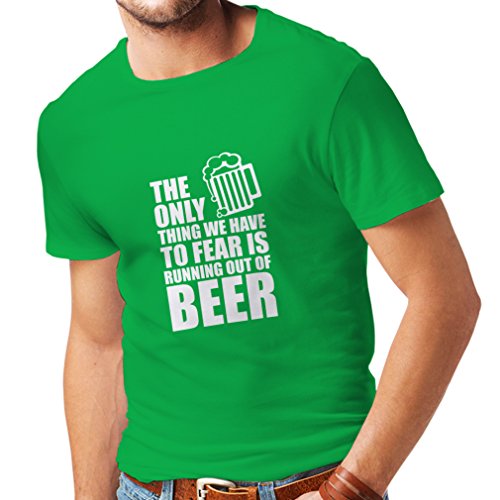 lepni.me Camisetas Hombre Tener Miedo de no Tener una Cerveza - para la Fiesta, Bebiendo Camisetas (X-Large Verde Blanco)