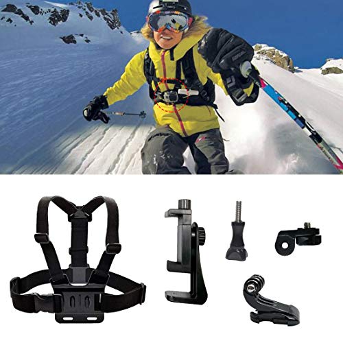 LIBRNTY Chest Mount with J Hook - Soporte de Pecho con Gancho J Arnés de Pecho Ajustable/Regalo + Soporte para teléfono móvil,Accesorios de esquí de Invierno LIBRNTY Chest Mount with J Hook - Soporte de Pecho con Gancho J Arnés de Pecho Ajustable/Regalo + Soporte para teléfono móvil,Accesorios de esquí de Invierno