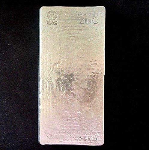 Lingote de zinc (Zn) de 1 kg (1000 a 1100 gramos) acuñado artesanalmente Lingote de zinc (Zn) de 1 kg (1000 a 1100 gramos) acuñado artesanalmente