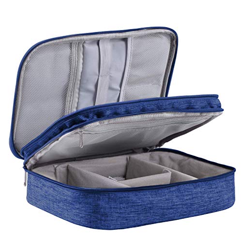 LIVACASA Bolsa de Viaje Cable Organizador Estuche para Eléctricas Accesesorios Impermeable Portatíl para Cables Cargador Bolsillo Azul Oscuro