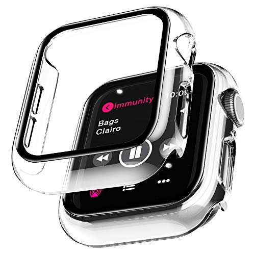 LϟK 2 Pack Funda Protector de Pantalla de Cristal Templado Incorporado para Apple Watch 40mm Series 6 5 4 SE - Estuche Protector General para PC Duro HD Ultra-Thin Carcasa para iWatch 40mm - Claro