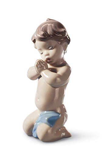 LLADRÓ Figura Niño Orando. Figura Bebé de Porcelana.