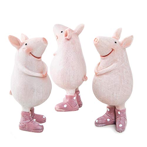 Logbuch-Verlag 3 figuras de cerdito de la suerte para colocar de pie 9 cm con botas de goma – cerdito rosa – Decoración de mesa Give-Away Nochevieja Logbuch-Verlag 3 figuras de cerdito de la suerte para colocar de pie 9 cm con botas de goma – cerdito rosa – Decoración de mesa Give-Away Nochevieja