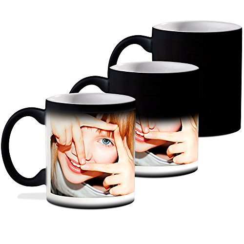 LolaPix Taza Mágica Personalizada con tu Foto/Diseño/Texto/Nombre | Cerámica | Regalo Original | Varios Diseños a Elegir | Negra