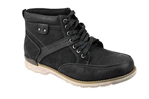 Los nuevos Hombres de Brown Negro de Cuero de imitación Inteligente Invierno Las Botas del Tobillo de Encaje hasta los Zapatos Reino Unido clasifican [PVC-680-BLACK-40]