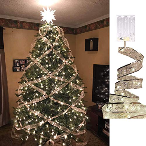 Luces de hadas Árbol de Navidad, 13 pies / 4 m 40 LED Cadena de luces a batería Impermeable para Navidad Año nuevo Caja de regalo Ventana Boda Fiesta Gazebo Decoración de sala de estar del hogar