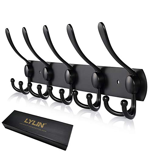 LYLIN Perchero de Pared, Perchas de Acero Inoxidable Montaje en Pared, Ganchos de Perchero para Dormitorio Baño y Cocina (15 Gancho, Negro Mate) LYLIN Perchero de Pared, Perchas de Acero Inoxidable Montaje en Pared, Ganchos de Perchero para Dormitorio Baño y Cocina (15 Gancho, Negro Mate)