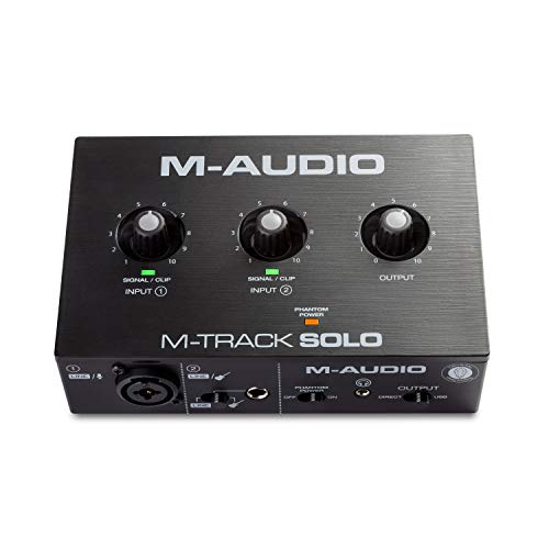 M-Audio M-Track Solo - Interfaz de audio USB para grabaciones, transmisiones y pódcasts con entradas XLR, línea y DI, paquete de software incluido M-Audio M-Track Solo - Interfaz de audio USB para grabaciones, transmisiones y pódcasts con entradas XLR, línea y DI, paquete de software incluido