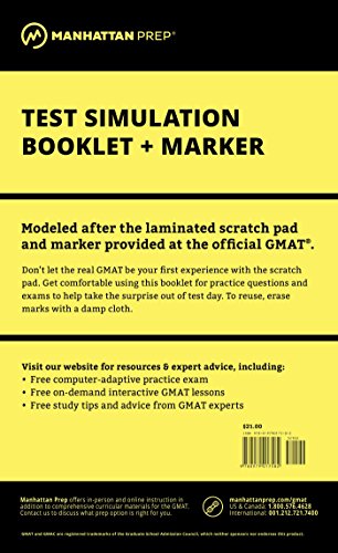 Manhattan GMAT Test Simulation Booklet w/ Marker (Manhattan Prep GMAT Strategy Guides)