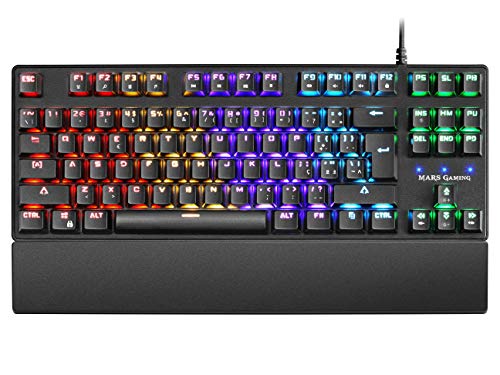 Mars Gaming MKXTKL, teclado mecánico switch azul, LED 5 colores 10 efectos, PT