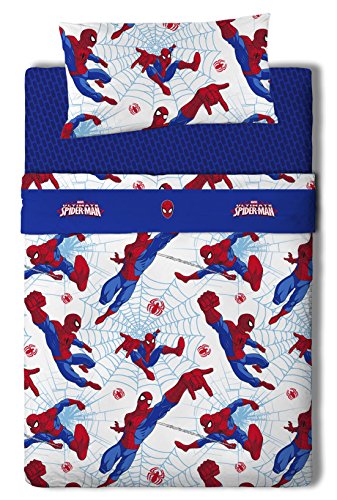 Marvel Spiderman Juego de sábanas, Algodón-Poliéster, Multicolor, Cama 100/110 (Doble), 200.0x105.0x25.0 cm, 3 Unidades