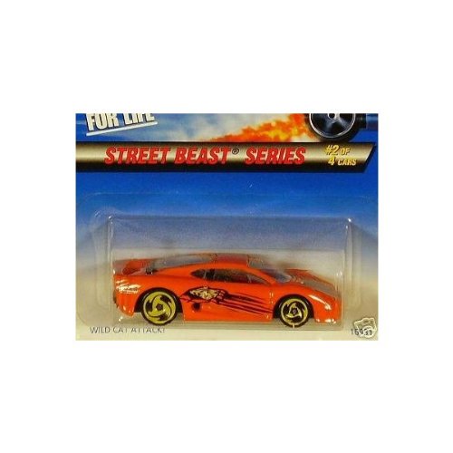Mattel Hot Wheels 1997 1:64 Scale Street Beast Series Orange Jaguar XJ220 Die Cast Car 2/4