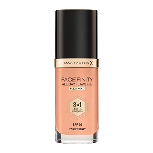 Max Factor FaceFinity 3 en 1 All Day Flawless Base de Maquillaje Tono 077 Soft Honey - 30 ml