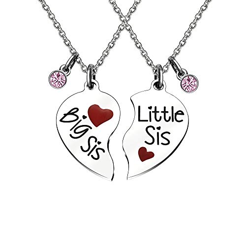 Maxforever - Collar para mujer, 2 collares con colgante de cristal (plata/rosa) Maxforever - Collar para mujer, 2 collares con colgante de cristal (plata/rosa)
