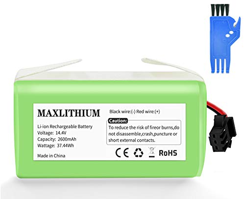 maxlithium Batería Compatible con Conga Excellence 990 950 1090 Deebot N79 Eufy RoboVac 11 11S 30 30C 12 35C, 14.4V 2600mAh Li-Ion Batería de Reemplazo con Cepillo maxlithium Batería Compatible con Conga Excellence 990 950 1090 Deebot N79 Eufy RoboVac 11 11S 30 30C 12 35C, 14.4V 2600mAh Li-Ion Batería de Reemplazo con Cepillo