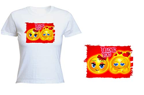 MERCHANDMANIA Camiseta Mujer Emoticono Amor San Valentin Tshirt MERCHANDMANIA Camiseta Mujer Emoticono Amor San Valentin Tshirt