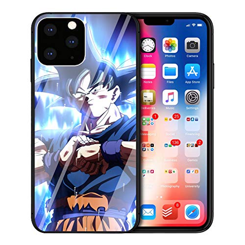 MIM Global Dragon Ball Z Super iPhone Vidrio Templado Protectores Tempered Glass Case Cover Compatible para Todos iPhones (iPhone 12 Pro MAX, Goku UI 2)