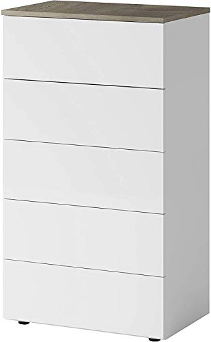 Mobelcenter – Cómoda 5 Cajones Aikos – Cómoda Dormitorio Matrimonio Acabado Color Blanco Artik y Roble Alaska – Cómoda Estilo Nórdico – Medidas: Ancho: 61 cm x Fondo: 40 cm x Alto: 100 cm - (1173) Mobelcenter – Cómoda 5 Cajones Aikos – Cómoda Dormitorio Matrimonio Acabado Color Blanco Artik y Roble Alaska – Cómoda Estilo Nórdico – Medidas: Ancho: 61 cm x Fondo: 40 cm x Alto: 100 cm - (1173)