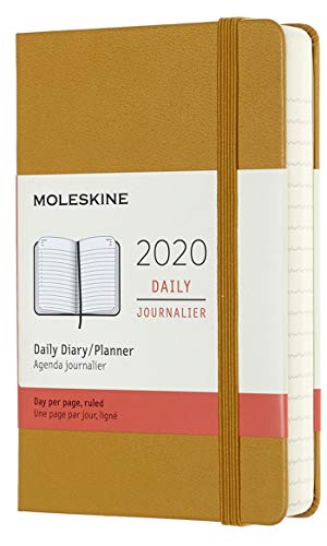 Moleskine - Agenda Diaria de 12 Meses 2020, Tapa Dura y Goma Elástica, Tamaño Pequeño 9 x 14 cm, 400 Páginas, Amarillo Ocre