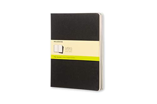 Moleskine - Cahier Journal, Set de 3 Cuadernos con Páginas Blancas, Cubierta de Cartón, Tamaño Extra Grande 19 x 25 cm, Color Negro, 120 Páginas