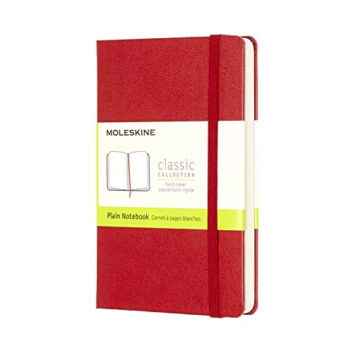 Moleskine - Cuaderno Clásico con Hojas Lisas, Tapa Dura y Cierre Elástico, Color Rojo Escarlata, Tamaño Pequeño 9 x 14 cm, 192 Hojas
