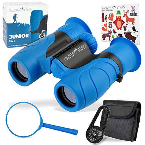 Monte Stivo ® Junior | Binoculares para niños 8x21 | Set como Regalo para pequeños exploradores de 4 a 12 años Monte Stivo ® Junior | Binoculares para niños 8x21 | Set como Regalo para pequeños exploradores de 4 a 12 años
