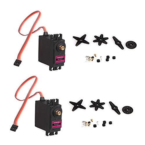 MoPei 2pcs MG996r Metal Gear Torque Digital Servo Motor para Coche RC Barco Avion Helicoptero