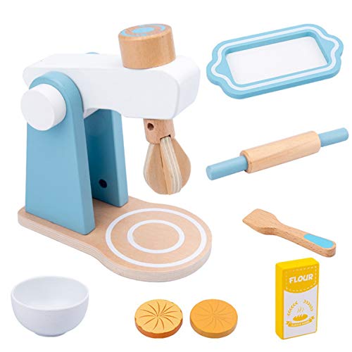 Morninganswer Juego de Accesorios de Cocina de Madera Juego de Herramientas de Cocina de Madera Fomenta el Juego imaginativo Juego de café de Juguete Mejorado para diversión de niños, licuadora