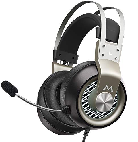 Mpow EG3 Pro Auriculares Gaming para PS4/PC/Xbox One/Switch/Mac, LED Auriculares para Juegos, Sonido Envolvente Virtual 7.1, 3.5mm USB Jack Cascos con micrófono cancelación de Ruido, Plata Mpow EG3 Pro Auriculares Gaming para PS4/PC/Xbox One/Switch/Mac, LED Auriculares para Juegos, Sonido Envolvente Virtual 7.1, 3.5mm USB Jack Cascos con micrófono cancelación de Ruido, Plata