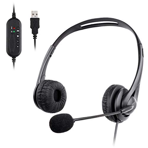 Muljexno Auriculares con Micrófono para PC, Auriculares Telefono USB Cancelación de Ruido y Sonido estéreo Claro Cascos Business para Skype Softphone Centros de Llamadas Cursos Online Muljexno Auriculares con Micrófono para PC, Auriculares Telefono USB Cancelación de Ruido y Sonido estéreo Claro Cascos Business para Skype Softphone Centros de Llamadas Cursos Online