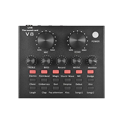 Muslady Mezcla de Audio Externa Tarjeta de Sonido Interfaz de Audio USB con Múltiples Efectos de Sonido Batería Recargable Incorporada Muslady Mezcla de Audio Externa Tarjeta de Sonido Interfaz de Audio USB con Múltiples Efectos de Sonido Batería Recargable Incorporada