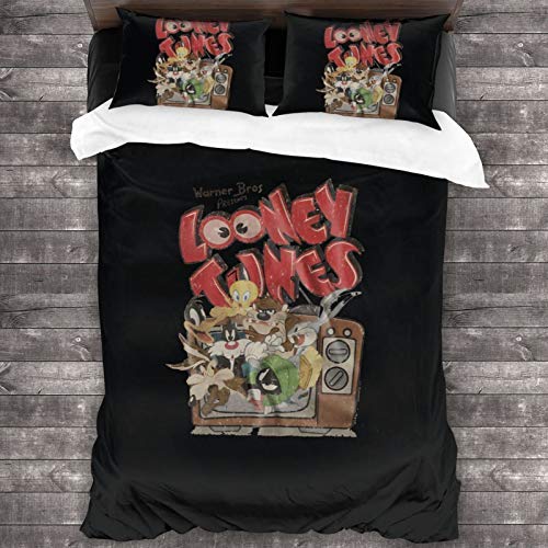 N \ A Looney Tunes - Juego de edredón de 3 piezas, juego de cama de 2016 x 188 cm, con 1 juego de edredón y 2 fundas de almohada, suave y cómodo