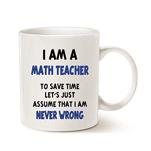 N\A egalos de Navidad Taza de café Divertida para el Profesor de matemáticas asume Que Nunca me equivoco, Regalo del día del Profesor para el Profesor Taza de Porcelana, Color Blanco N\A egalos de Navidad Taza de café Divertida para el Profesor de matemáticas asume Que Nunca me equivoco, Regalo del día del Profesor para el Profesor Taza de Porcelana, Color Blanco