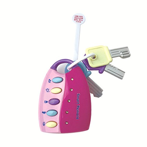 Ndier Flash Music Smart Remote Car Key Baby Toy Pretend Juega Set Touch Phone Car Keys Grande Juguete educativo para el aprendizaje divertido Rosa