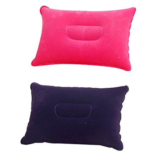 Ndier Juego de 2 almohadas hinchables de viaje, portátiles y ligeras, para camping, actividades al aire libre, color rosa y morado