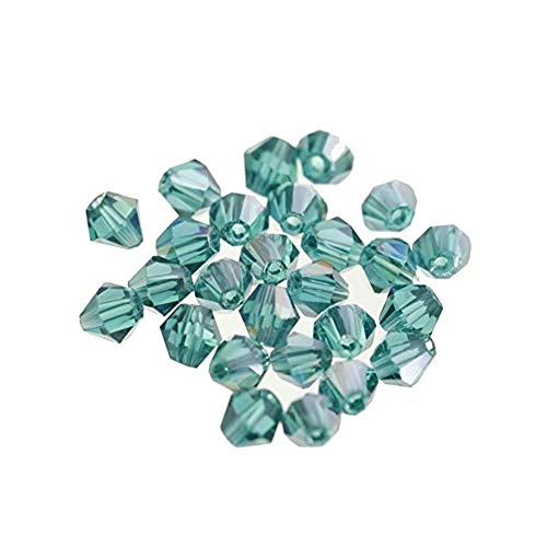 Newin Star 100 cuentas de cristal azul pavo real biicono facetado cuentas de cristal de 4 mm para hacer joyas, color azul pavo real