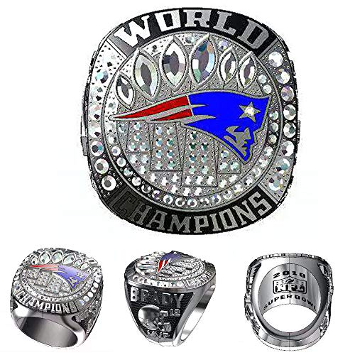 NFL para 2018-2019 New England Patriots campeonato réplica de anillo 9-12 tamaño completo Souvenirs Rugby Super Bowl Ring con caja de madera, 11