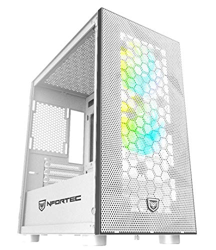 Nfortec Eris Torre Gaming RGB de Frontal Mallado con Relieve 3D y más de 15 Modos de iluminación - Color Blanco