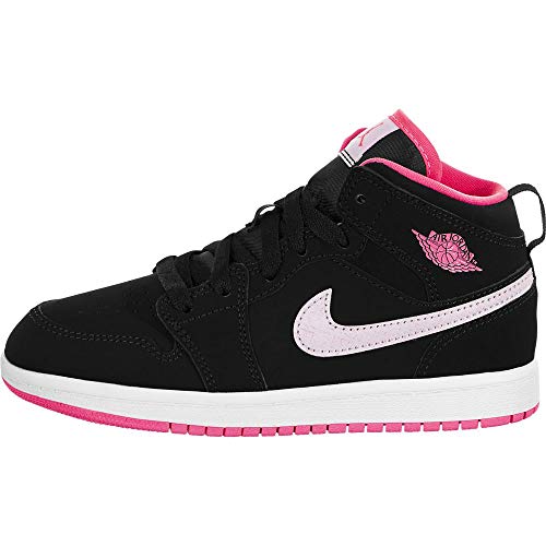 Nike Jordan 1 Mid (PS), Zapatillas de básquetbol, Black/Pink Foam/Digital Pink/White, 28 EU