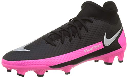 NIKE Phantom GT Academy DF FG/MG, Football Shoe Unisex Adulto, Black Metallic Silver Pink Blast, 43 EU