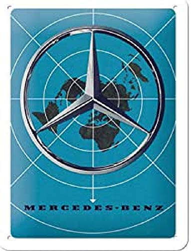 Nostalgic-Art Cartel de chapa retro Mercedes-Benz – Blue Map – Idea de regalo para los fans de los coches, metálico, Diseño vintage, 15 x 20 cm