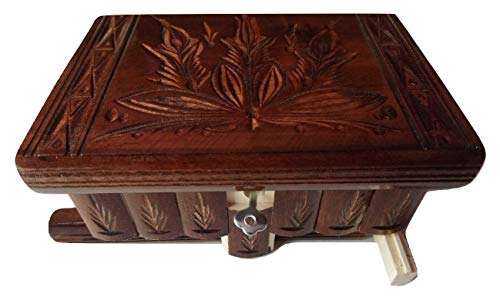 Nueva hermosa caja mágica, misteriosa caja, puzzle caja, caja secreta, hecha a mano, casilla complicado, caja de madera tallada, regalo perfecto, juguete de madera (Chocolate Marrón)