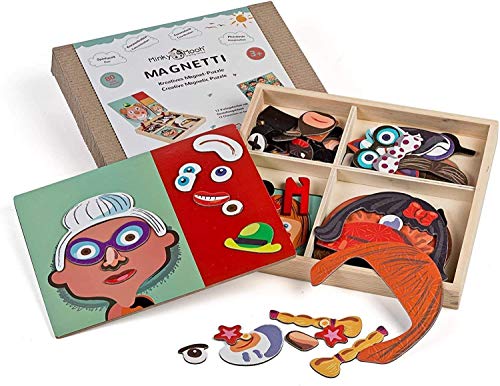 Nuevo! Puzzle magnético de Madera con Tablero de Doble Cara, Juguete Educativo de Madera Juego magnético Montessori MAGNETTI, Puzzle Infantil a Partir de 3 años