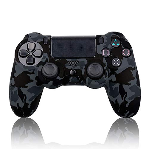 OcioDual Funda de Goma Blanda para Playstation Dualshock 4 PS4/Slim/Pro Camuflaje Militar Gris Oscura Negra Carcasa Cubierta Gel