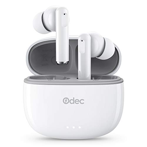 Odec Auriculares Bluetooth, Auriculares Inalámbricos Bluetooth 5 Sonido Estéreo, Reproducci 20 Horas, Estéreo internos con indicador de batería, Micrófono Incorporado, Control Táctil, IPX5